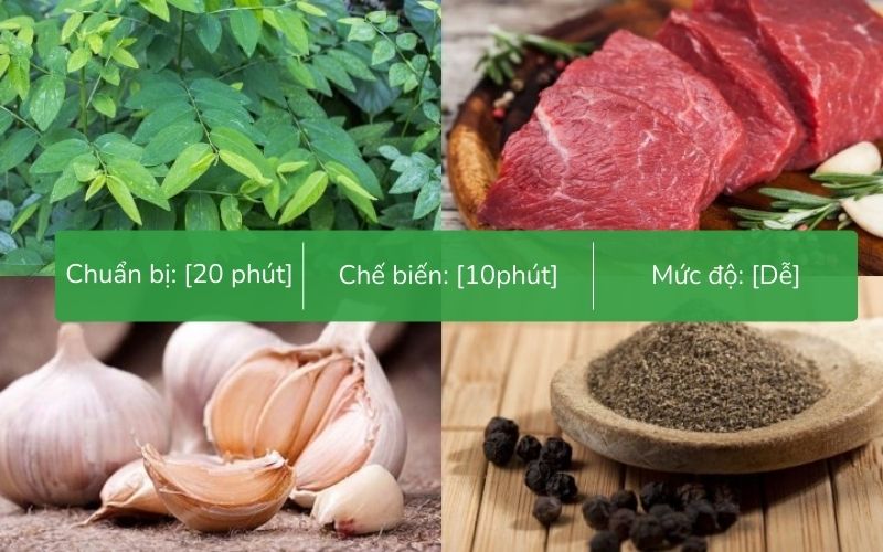 Nguyên liệu làm rau ngót nấu thịt bò