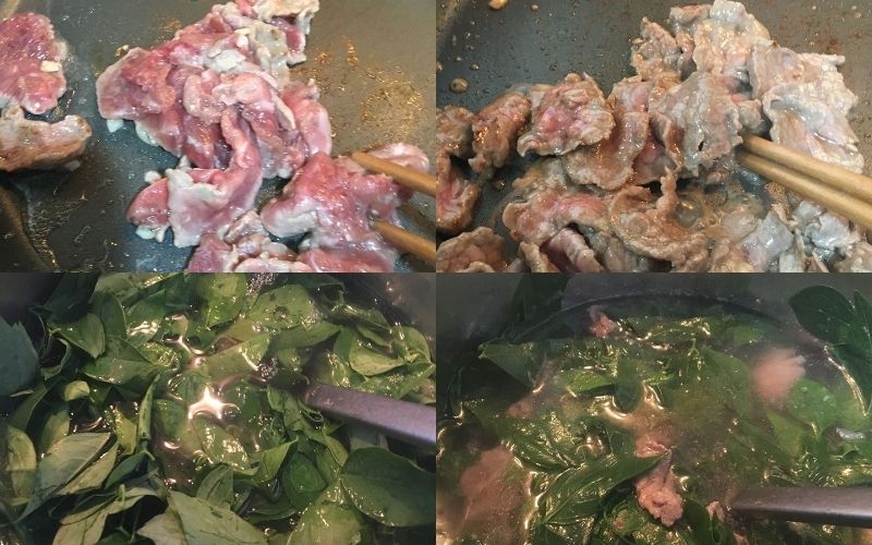 Nấu canh rau ngót với thịt bò