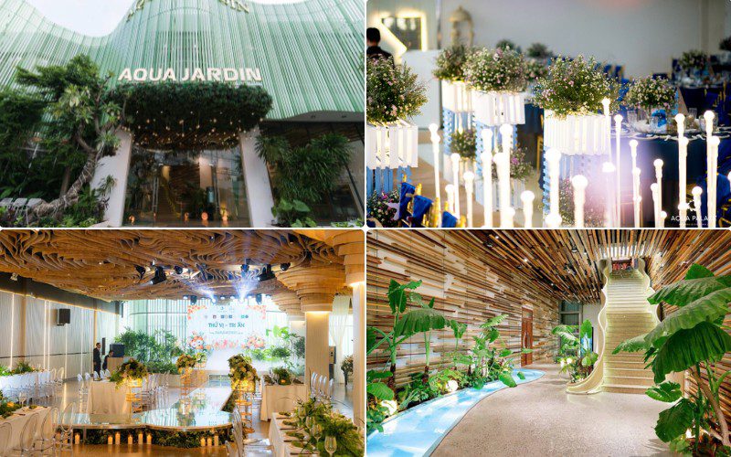 Không gian sảnh tiệc tại Aqua Jardin gần gũi với thiên nhiên
