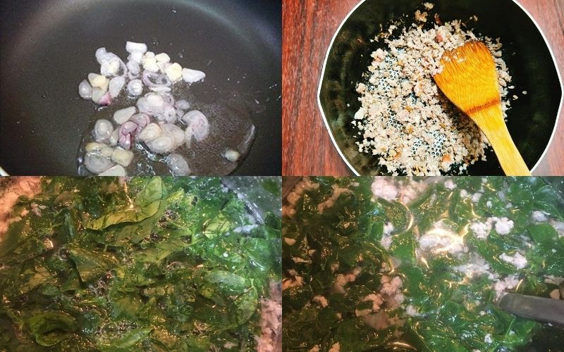 Cooking spinach soup with minced meat (how to stir-fry meat)