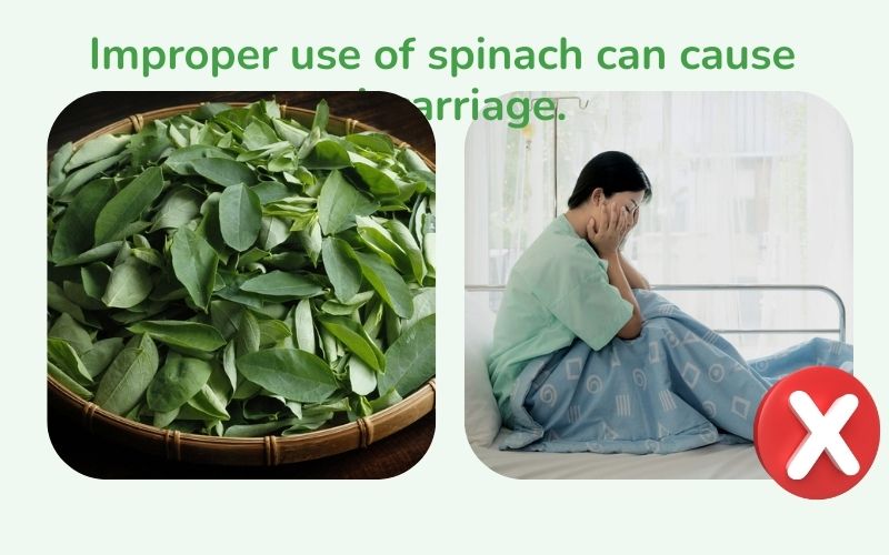 Improper use of spinach can cause miscarriage.