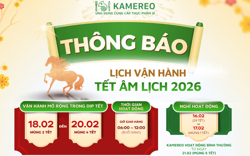 Thông báo thời gian vận hành Tết Nguyên Đán 2026 của Kamereo tại TP.HCM