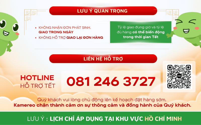 Các lưu ý trong thời gian vận hành mở rộng dịp Tết Nguyên Đán Bính Ngọ 2026 của Kamereo
