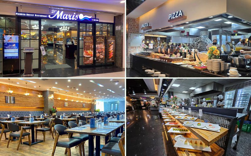 D’Maris có không gian buffet sang trọng, quy mô lớn với khu bếp mở hiện đại