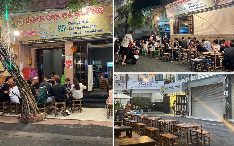 Không gian ngoài trời thoáng mát, phù hợp cho các buổi tụ tập đông người của Con Gà Nướng