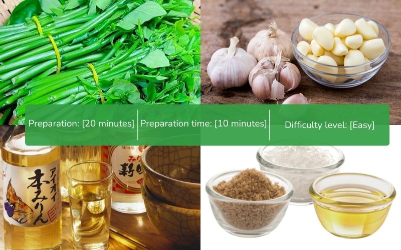 Ingredients for Stir-fried water spinach with garlic