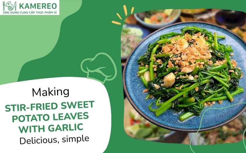 Stir-fried water spinach with garlic