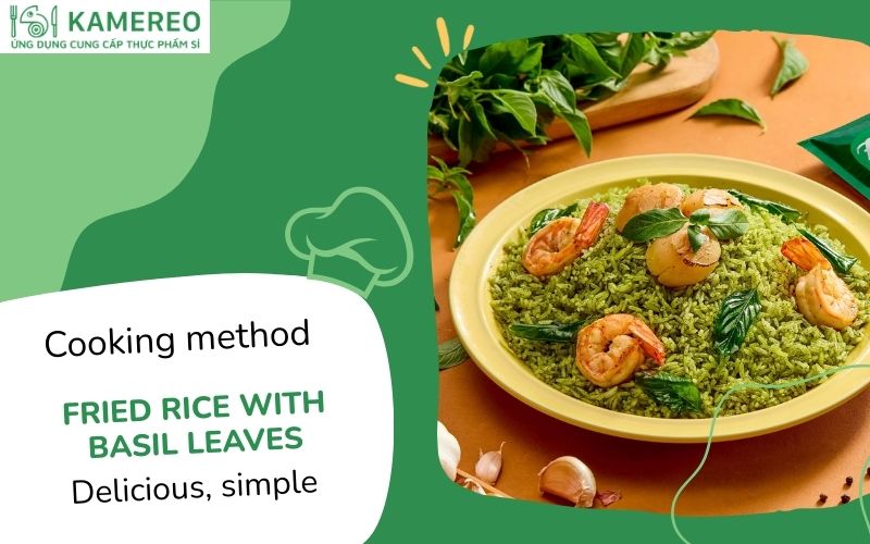 Fried rice with basil leaves