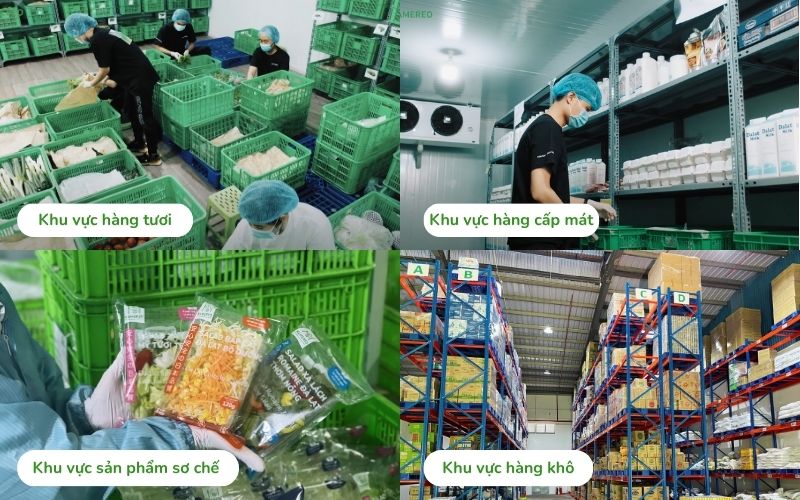 Hàng hóa được phân khu bảo quản riêng với các tiêu chuẩn đặc thù của từng nhóm hàng