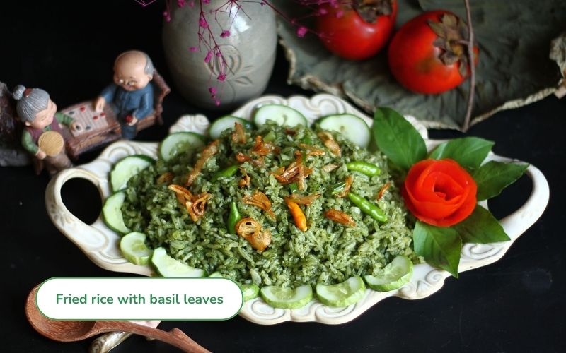 Fried rice with basil leaves - a uniquely fragrant and delicious dish.