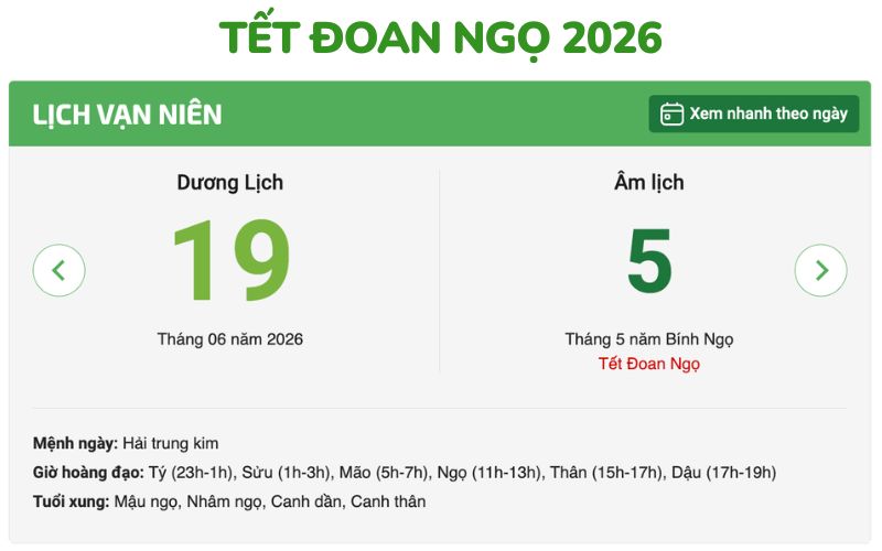 Đếm ngược Tết Đoan Ngọ chuẩn xác