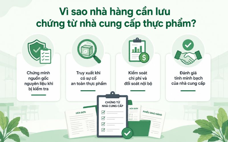 Vì sao nhà hàng cần lưu chứng từ nhà cung cấp thực phẩm?