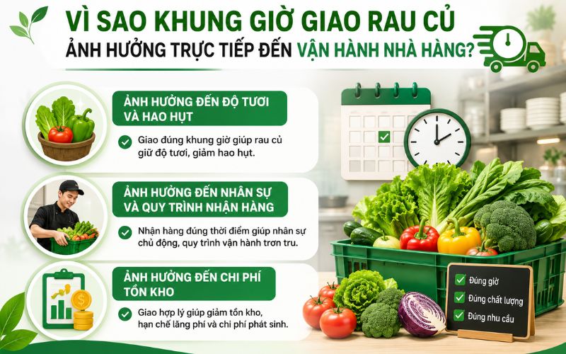 Vì sao khung giờ giao rau củ ảnh hưởng trực tiếp đến vận hành nhà hàng?