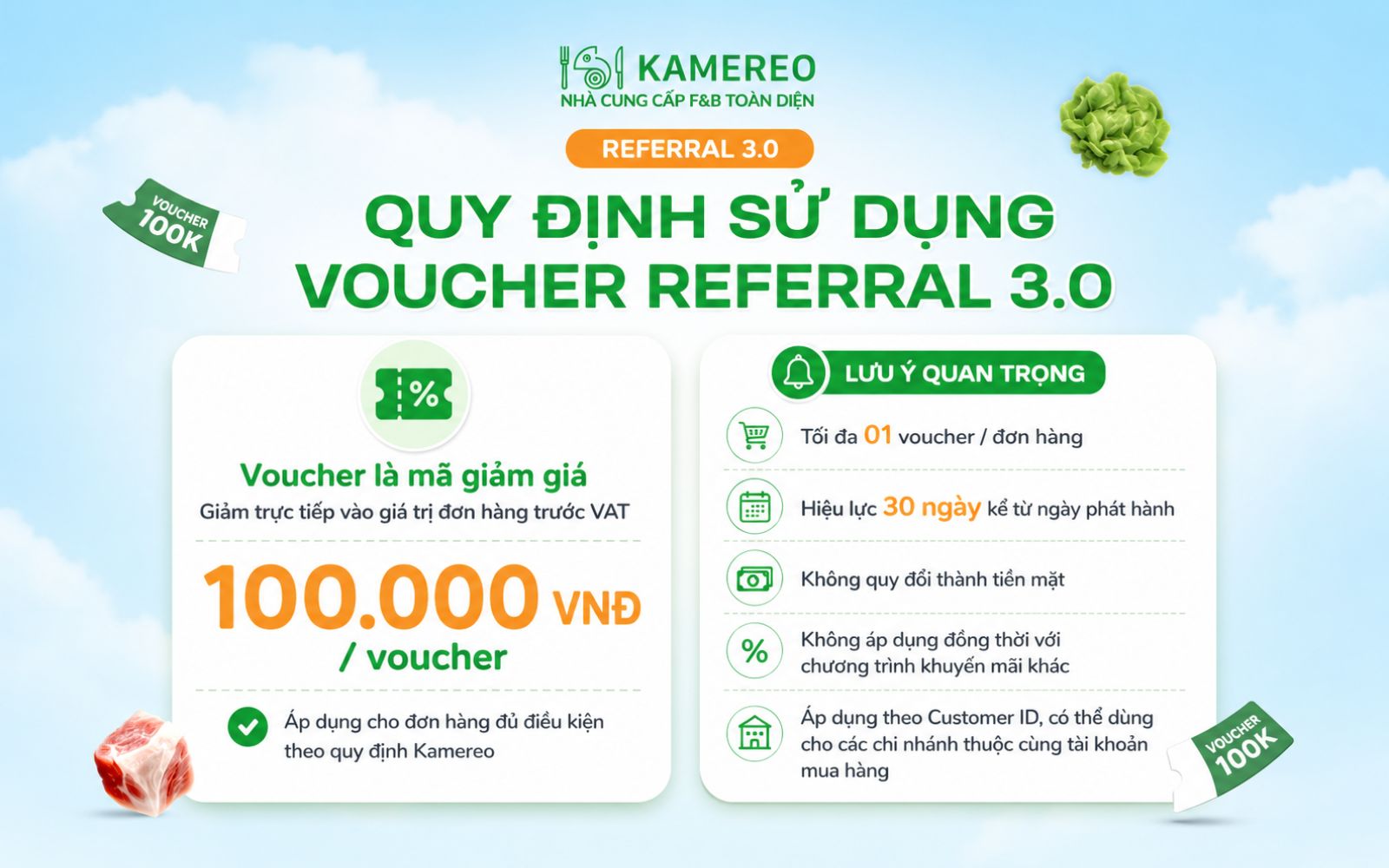 Quy định sử dụng voucher chương trình giới thiệu bạn bè Referral 3.0 tại Kamereo