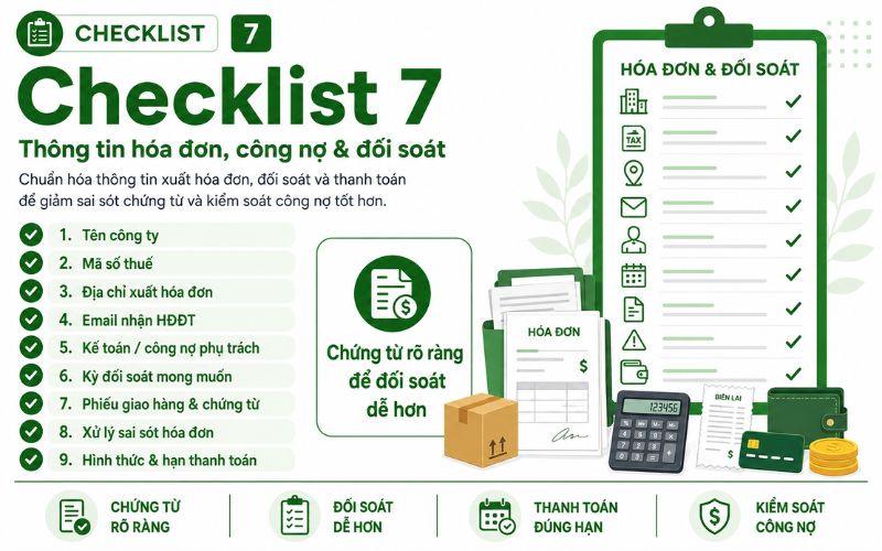 Checklist 7: Invoice information, accounts payable, and reconciliation