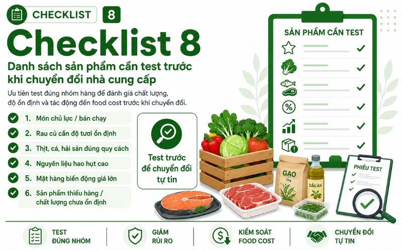 Checklist 8: List of products to test before switching suppliers