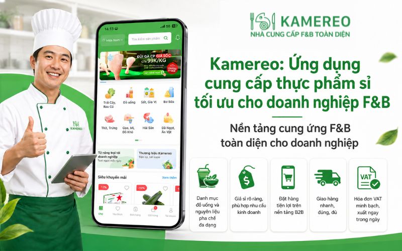 Kamereo - A comprehensive F&B supplier optimizing procurement processes for restaurant chains.