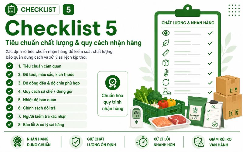 ChChecklist 5: Tiêu chuẩn chất lượng và quy cách nhận hàngecklist 5: Tiêu chuẩn chất lượng và quy cách nhận hàng