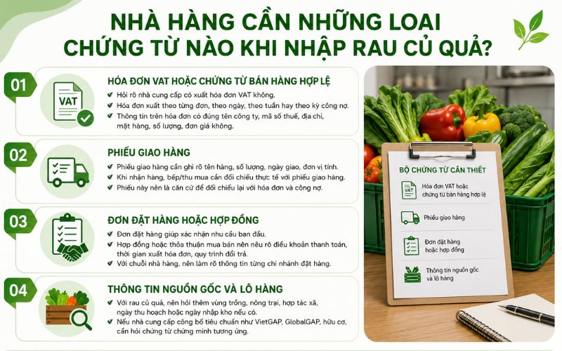 What types of documents does a restaurant need when importing fruits and vegetables?