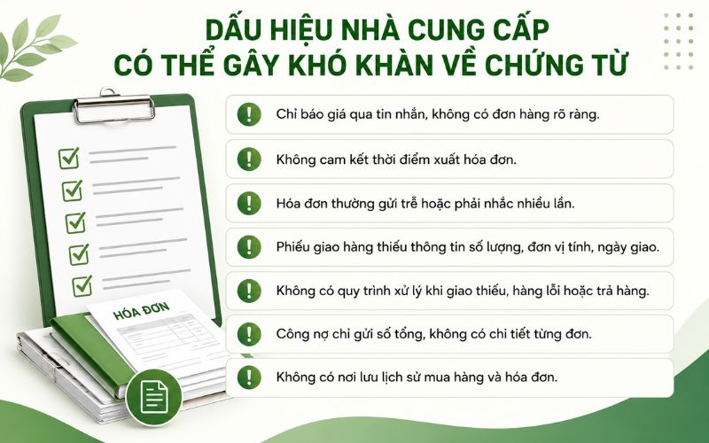 Signs that the supplier may be causing difficulties with documentation.
