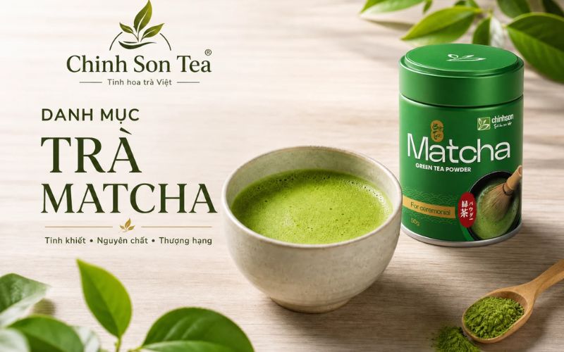 Các dòng bột matcha Nhật Bản tại Trà Chính Sơn ở Hà Nội.