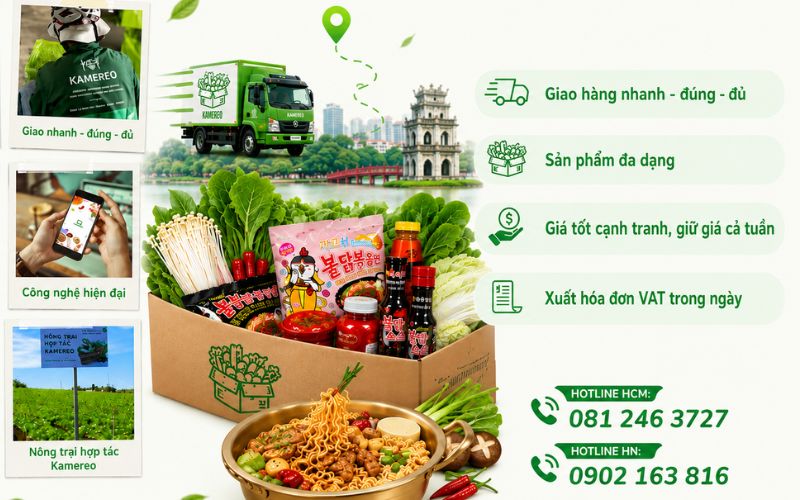 Kamereo cung cấp nguyên liệu mì cay đa dạng cho nhà hàng