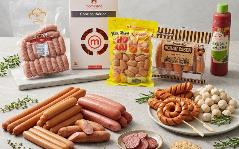 Các dòng xúc xích do Nguyên Hà Food phân phối