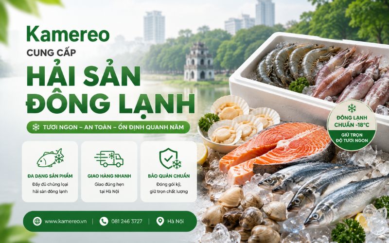 Hải sản đông lạnh đa dạng tại Kamereo dành cho nhà hàng, khách sạn và doanh nghiệp F&B.