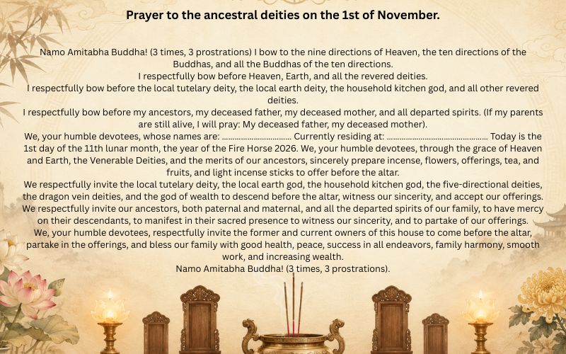 Prayer to the deityAncestral worship on the 1st of November