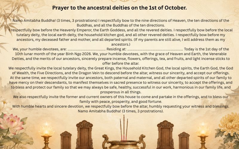 Prayer to the ancestral deities on the 1st of October.