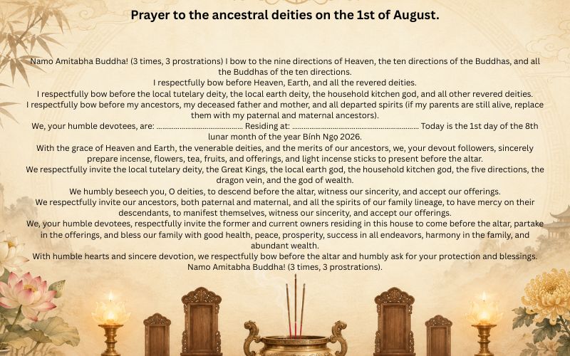 Prayer to the ancestral deities on the 1st of August.