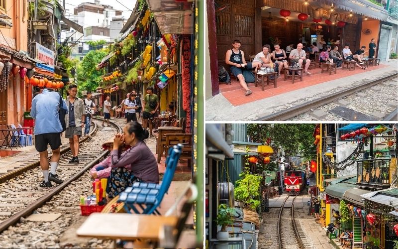 MER café with its iced coffee in a nostalgic setting by the Phung Hung railway line.