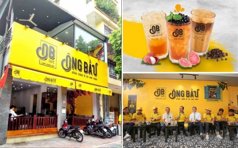 Cà Phê Ông Bầu Hà Nội và ly cà phê sữa