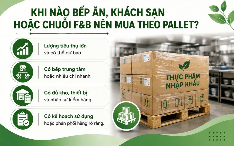 When should kitchens, hotels, or F&B chains buy pallets?