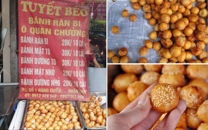 Ô Quan Chưởng's mini fried cakes are inexpensive, have a crispy crust, and a rich mung bean filling.