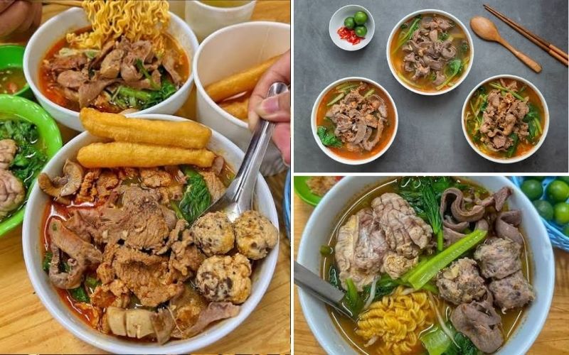 Spicy and sour noodle soup with heart and kidney at Quan Quen restaurant, alley 167 Tay Son, Hanoi.