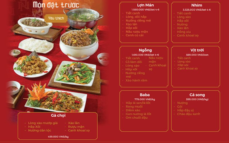 Nhiều set menu hấp dẫn tùy theo nhu cầu 