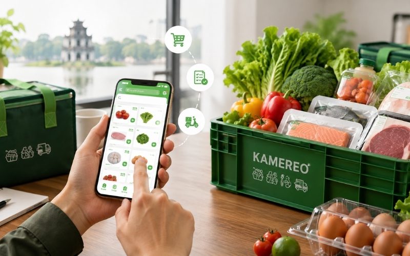 Doanh nghiệp F&B Hà Nội có thể đặt hàng dễ dàng qua app hoặc website của Kamereo