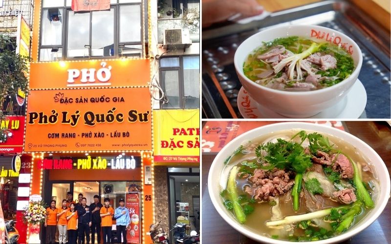 Bát phở bò tái Lý Quốc Sư với bánh phở mềm và thịt bò thái mỏng