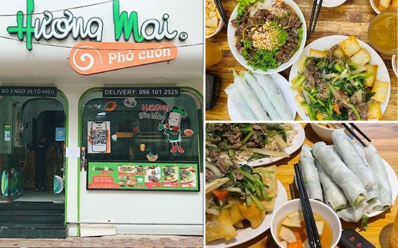 Huong Mai Ba Dinh rolled pho features beef and vegetables wrapped in rice noodles.