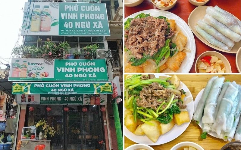 Phở cuốn Vinh Phong tại khu phố ẩm thực Ngũ Xã.