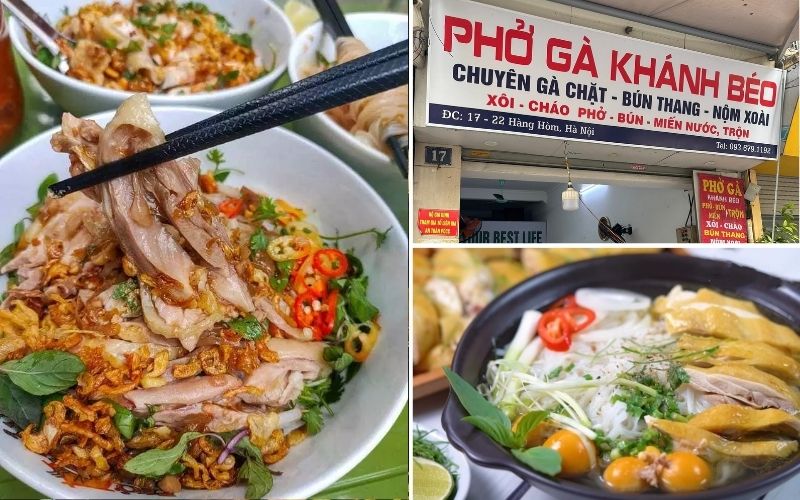 Khanh Beo's mixed chicken pho with chicken and accompanying vegetables.