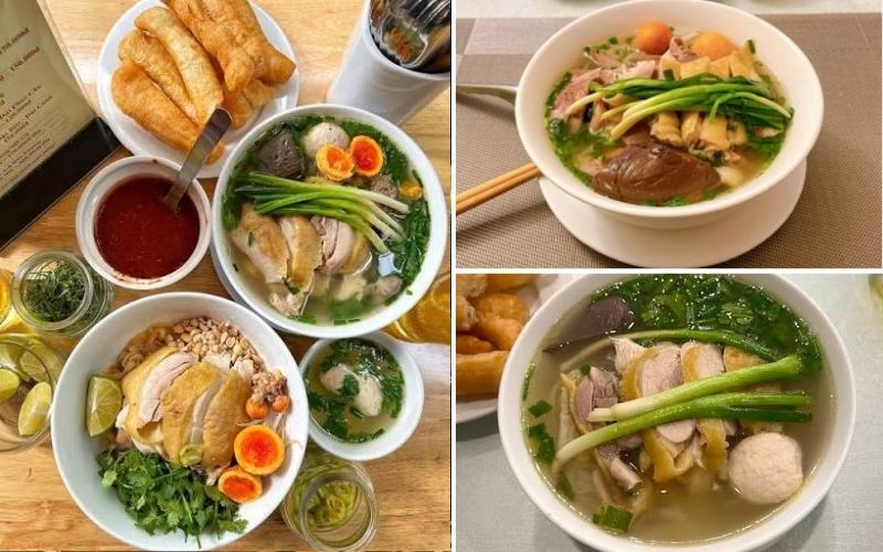 Bao Khanh Chicken Pho with a variety of toppings in Hoan Kiem District.