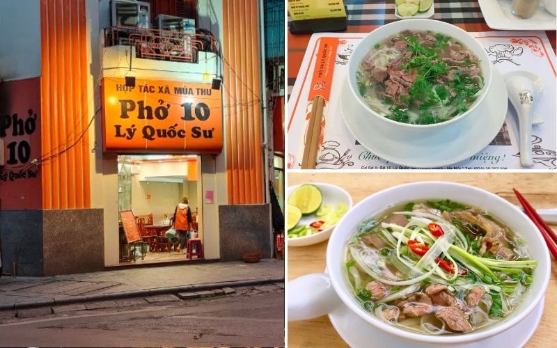 Phở 10 Lý Quốc Sư số 10 Lý Quốc Sư Hoàn Kiếm với tô phở bò