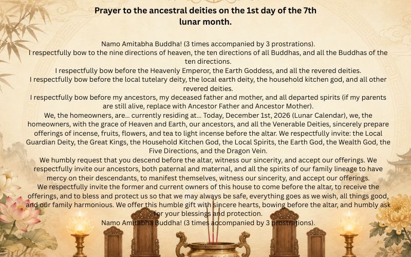 Prayer to the God of Wealth and the Earth God on the 1st day of the 12th lunar month of the Year of the Horse 2026