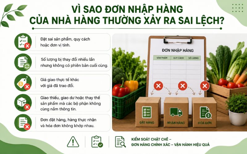 Vì sao đơn nhập hàng của nhà hàng thường xảy ra sai lệch?