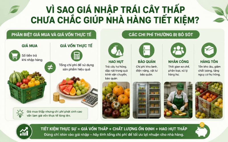 Vì sao giá nhập trái cây thấp chưa chắc giúp nhà hàng tiết kiệm?