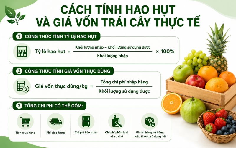 Cách tính hao hụt và giá vốn trái cây thực tế