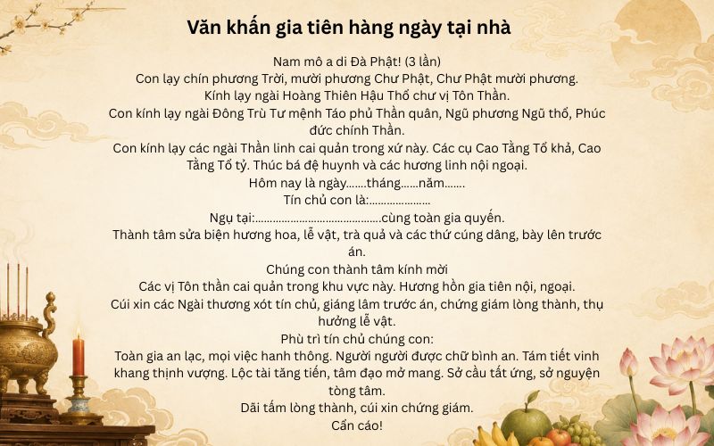 Bài văn khấn gia tiên hàng ngày tại nhà