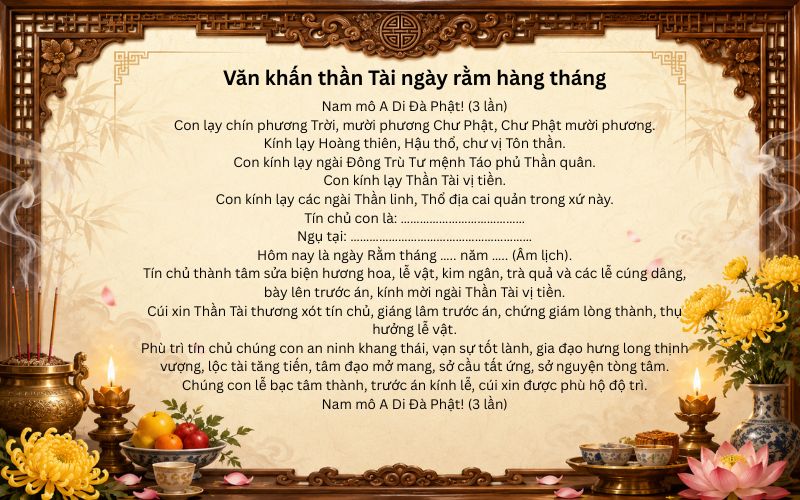 Văn khấn thần Tài ngày rằm hàng tháng